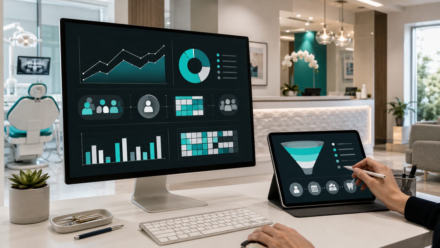 Dental clinic marketing dashboard showing the patient journey